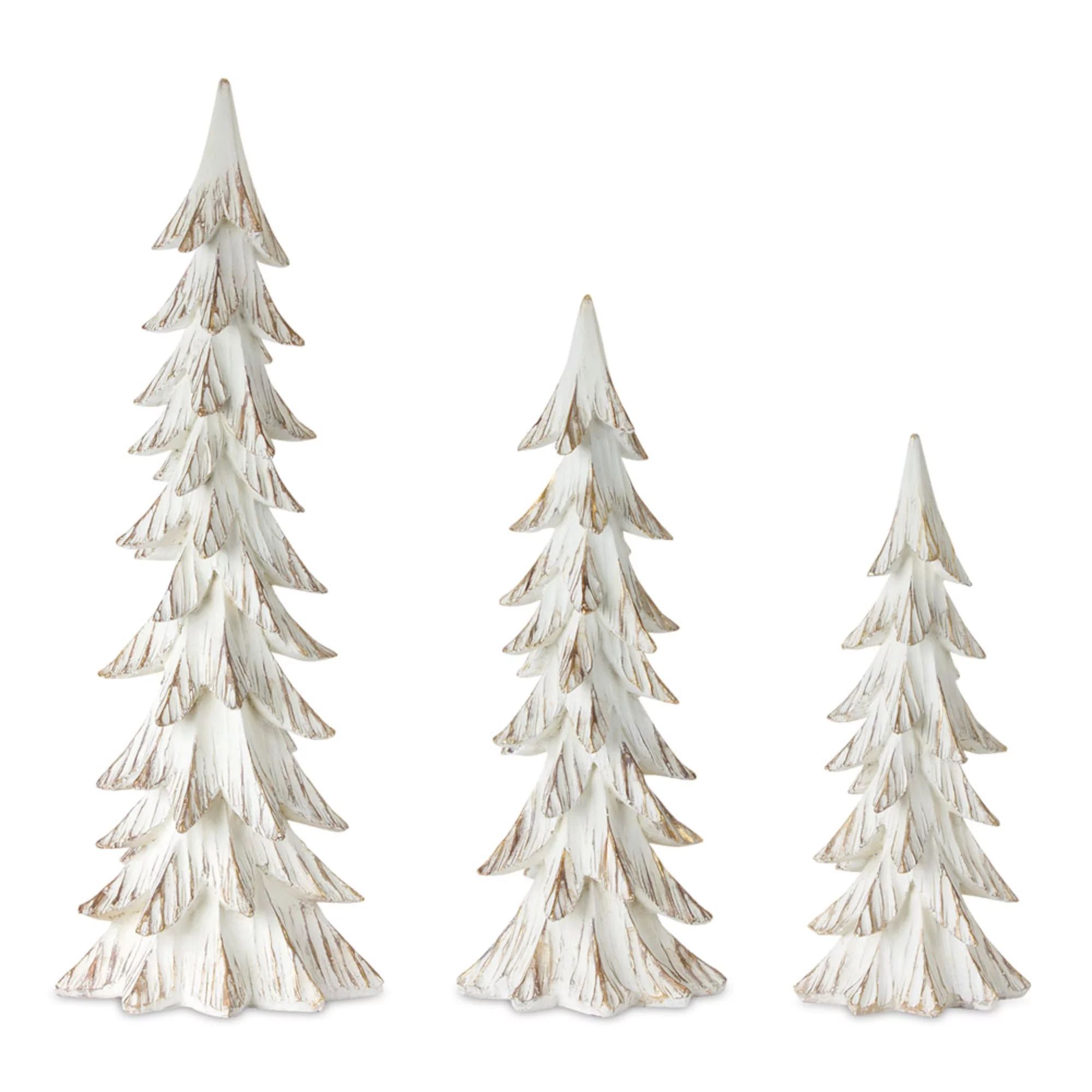 Set of 3 White and Brown Christmas Tree Tabletop Decors 24" - Walmart.com | Walmart (US)
