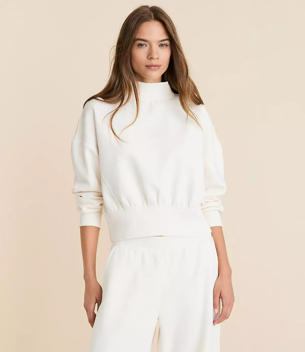 Lou & Grey Elite Fleece Mock Neck Sweatshirt | LOFT