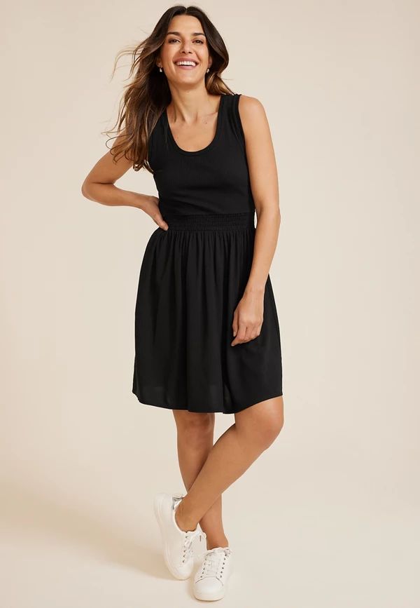 Mixed Media Skater Dress | Maurices