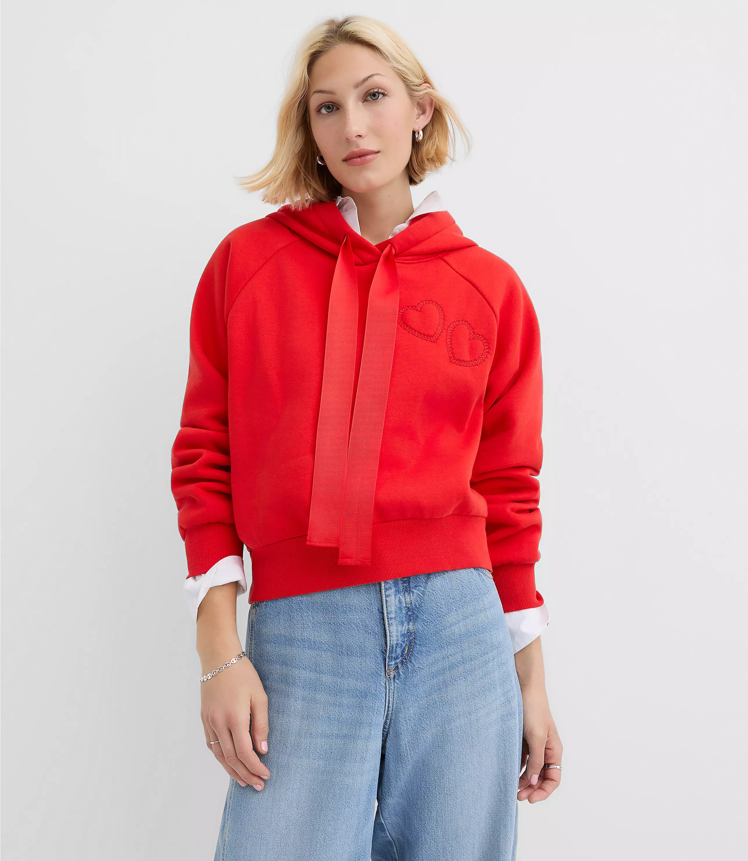 Heart Embroidered Hoodie | LOFT