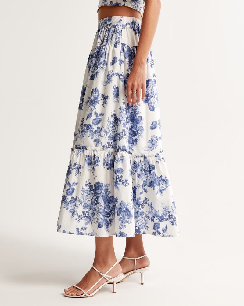 Women's Poplin Tiered Maxi Skirt | Women's Bottoms | Abercrombie.com | Abercrombie & Fitch (US)