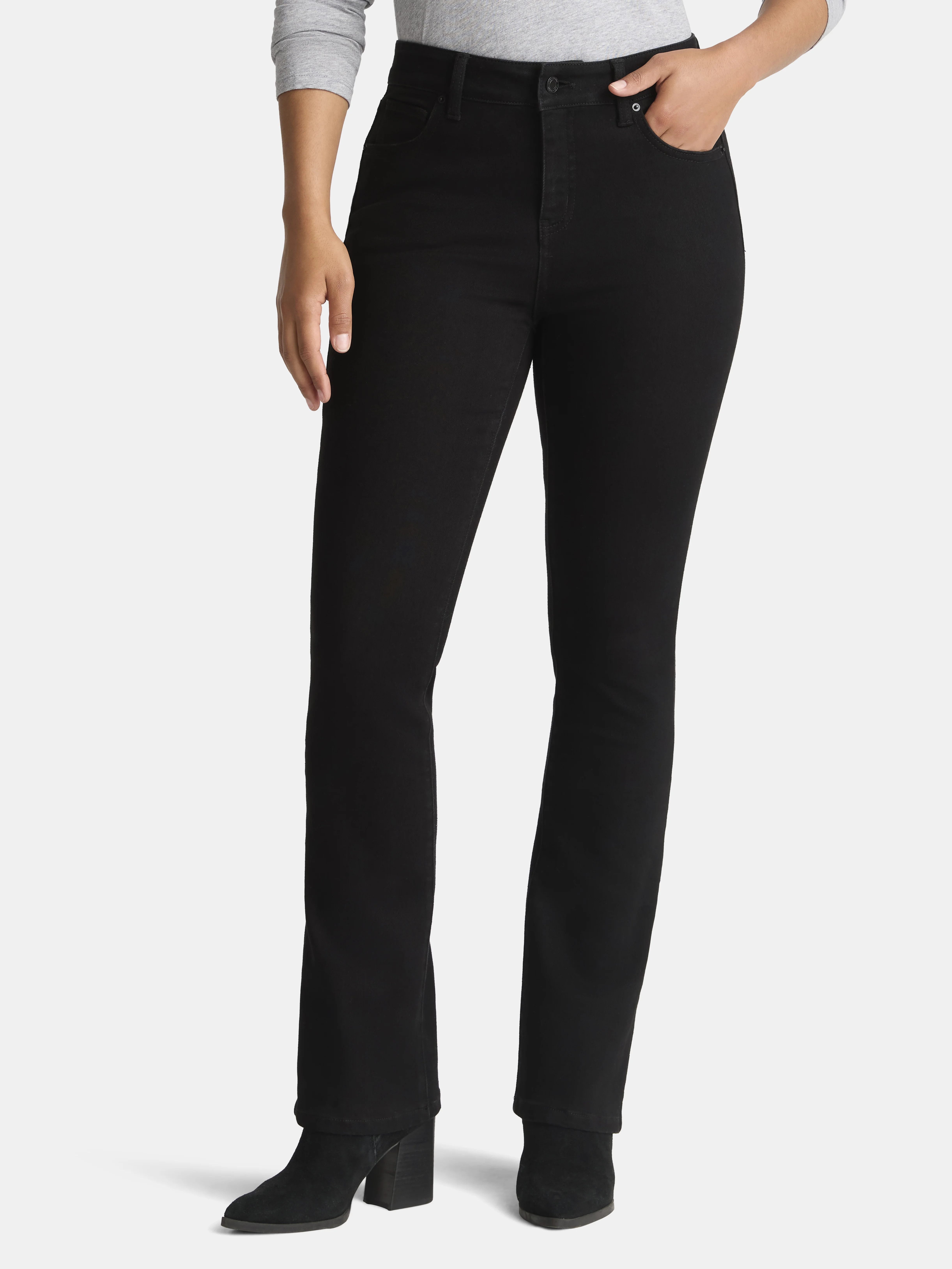 Time and Tru Women's Mid Rise Bootcut Jeans, Available in 30", 32", 34" Inseams, Sizes 0-20 | Walmart (US)