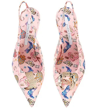 Parton Rodeo Print Mismatch Ornament Slingback Pumps | Dillard's