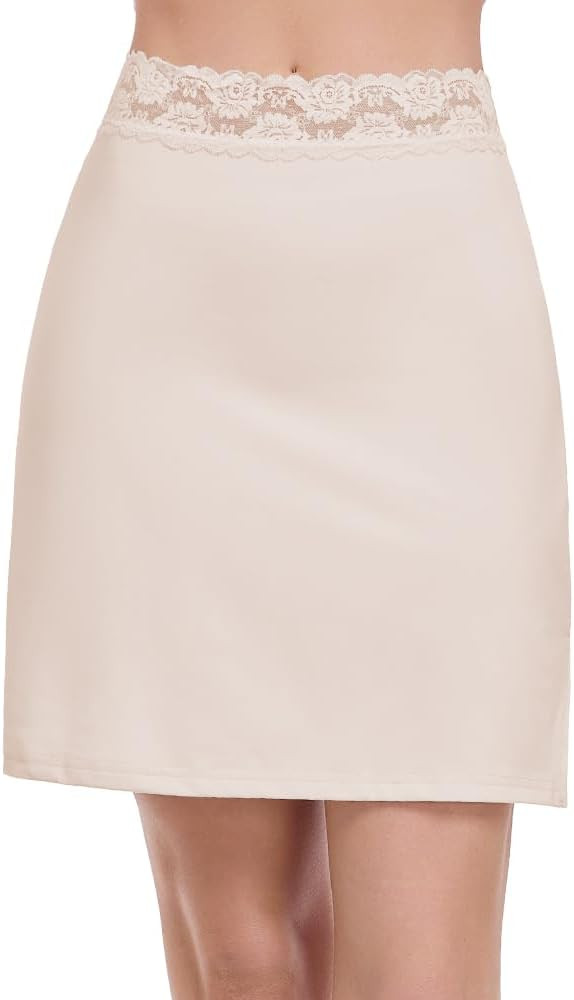MANCYFIT Half Slips for Women Underskirt Short Mini Skirt with Floral Lace Waistband | Amazon (US)