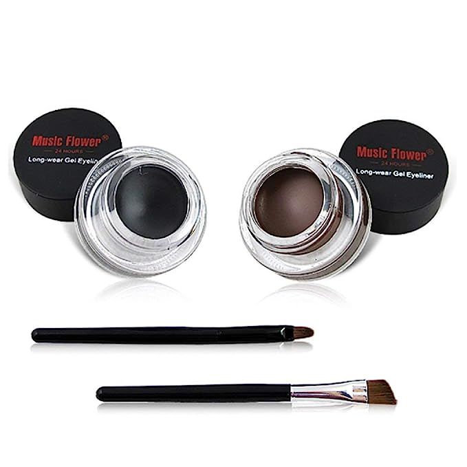 2 in 1 Black and Brown Gel Eyeliner Set Water Proof Smudge Proof, Last for All Day Long, Work Gre... | Amazon (US)