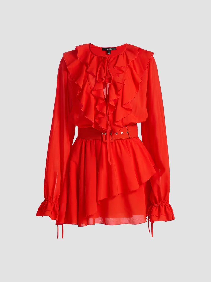 Elma Ruffled Belted Minidress | Saks Fifth Avenue