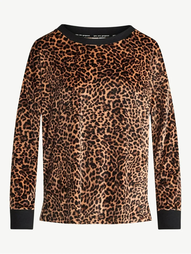 Joyspun Women’s Stretch Velour Long Sleeve Top, Pants, and Socks Pajama Set, 3-Piece, Sizes XS-... | Walmart (US)