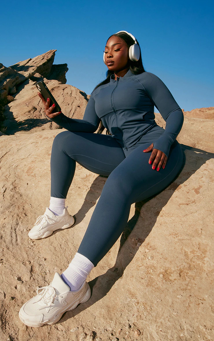 Plus Midnight Blue Sculpt High Waist Gym Leggings | PrettyLittleThing US