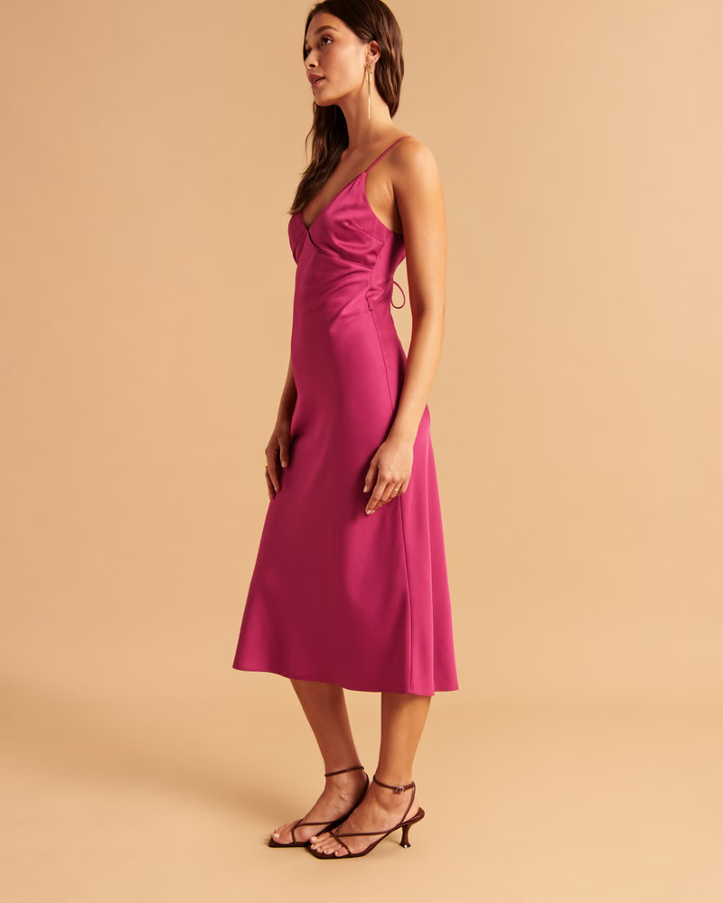 Women's Lace-Up Back Slip Midi Dress | Women's Clearance | Abercrombie.com | Abercrombie & Fitch (US)