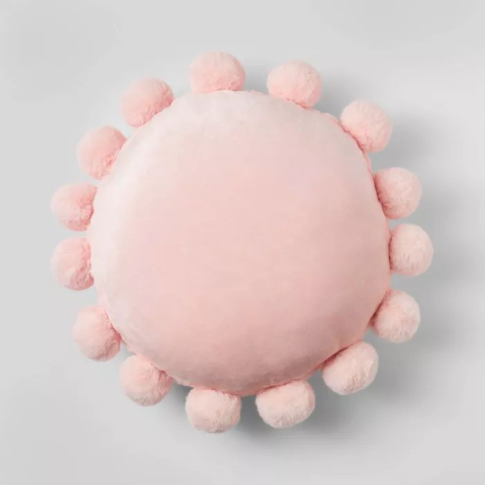 Round Plush Pillow with Poms-Poms - Pillowfort™ | Target