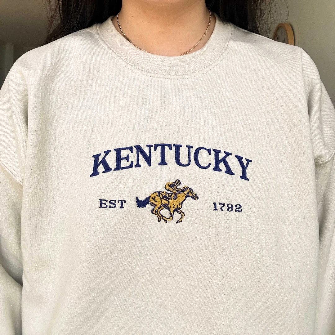 Vintage Kentucky Sweatshirt Embroidered, Derby Party Shirt, Horse Racing Lover Crewneck, Kentucky... | Etsy (US)