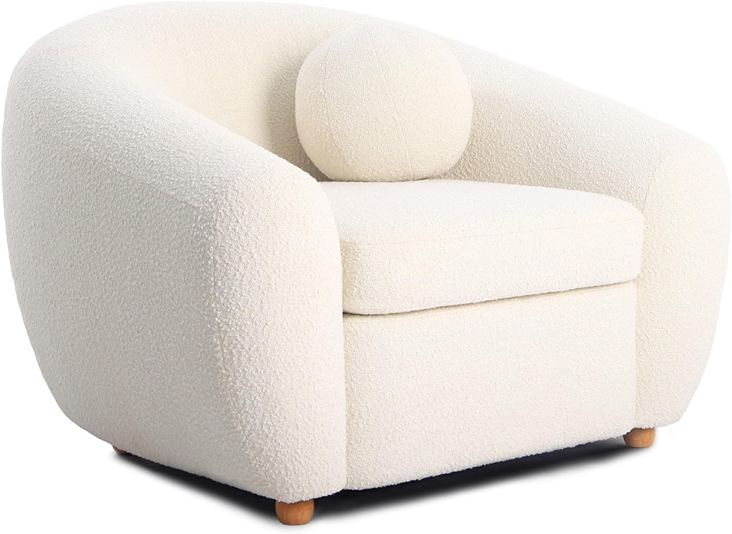 Mid-Century Modern Curved Boucle Chair Fabric, White Boucle | Amazon (US)