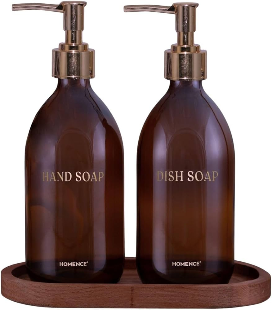 Hands & Dishes Soap Dispenser Set with Bamboo Tray – Refillable Bottles for Hand Soap & Dish So... | Amazon (US)