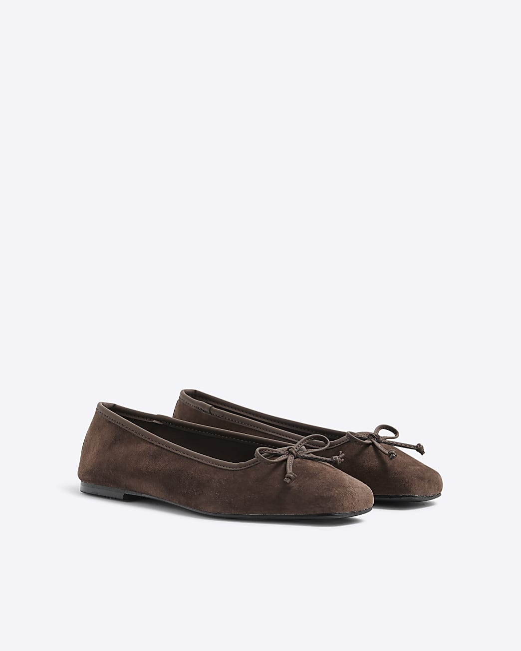 Brown Suede Square Toe Ballet Pumps | River Island UK & IE
