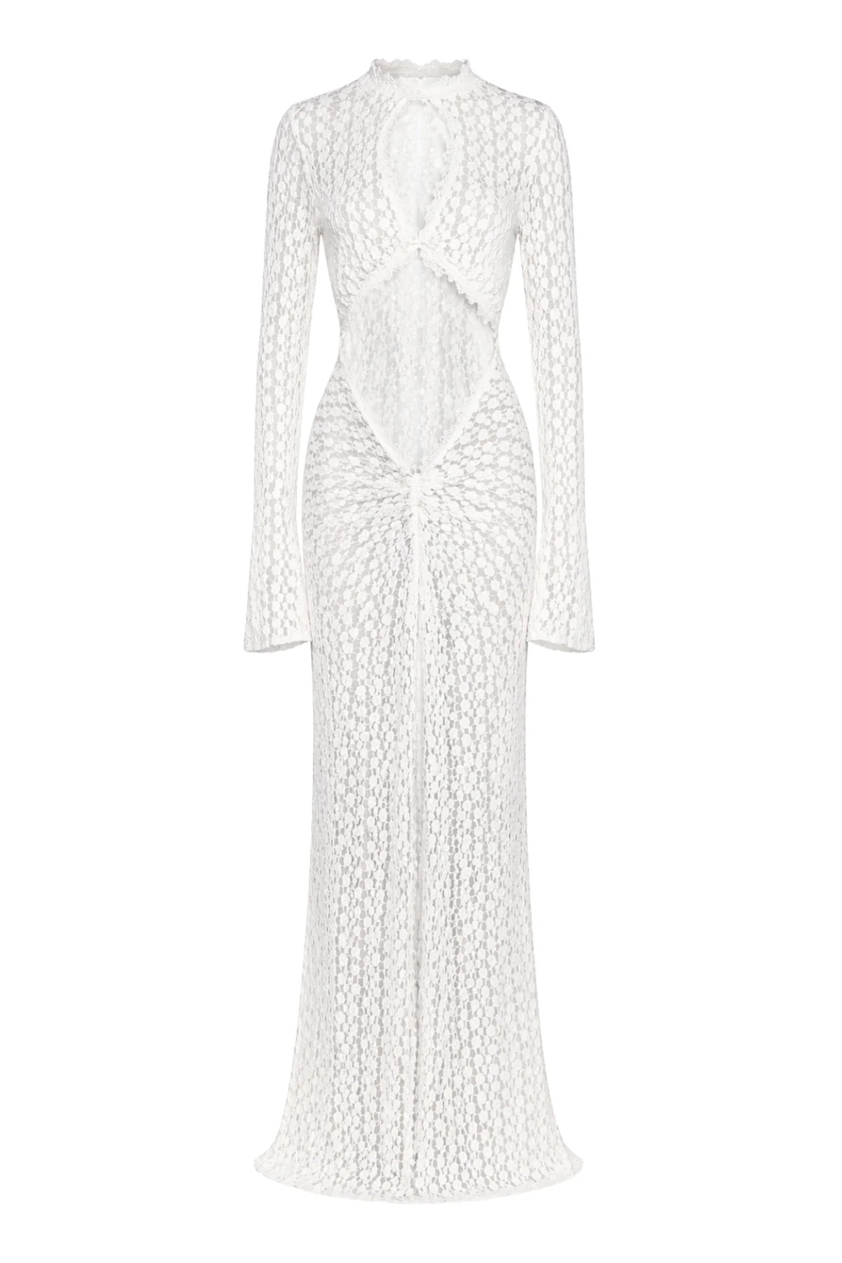 SYLVIE White Cut Out Lace Maxi Dress | Noughts and Kisses