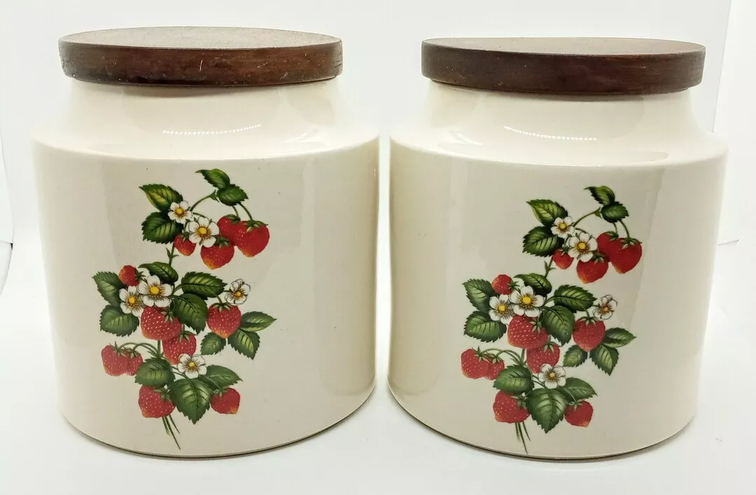 Vintage Anchor Hocking Clear Glass Strawberry Motif Kitchen Canisters –  Standpipe Antiques