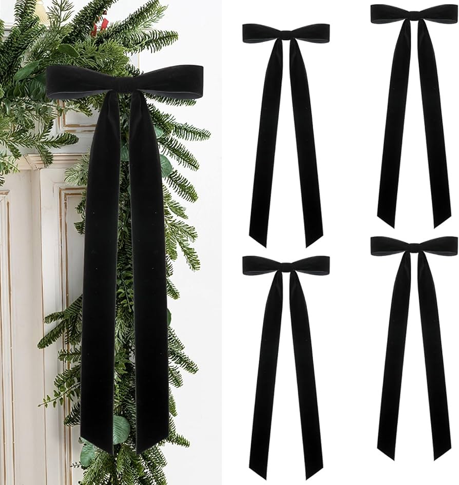 Velvet Bows for Christmas Tree Pack of 4 Large Rustic Crafts Gift Wreath Bow Ornaments for Xmas T... | Amazon (CA)