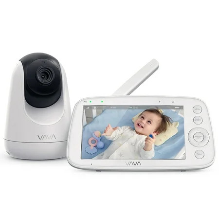 VAVA Video Baby Monitor with Pan-Tilt-Zoom Camera 5 720P Display Infrared Night Vision White | Walmart (US)
