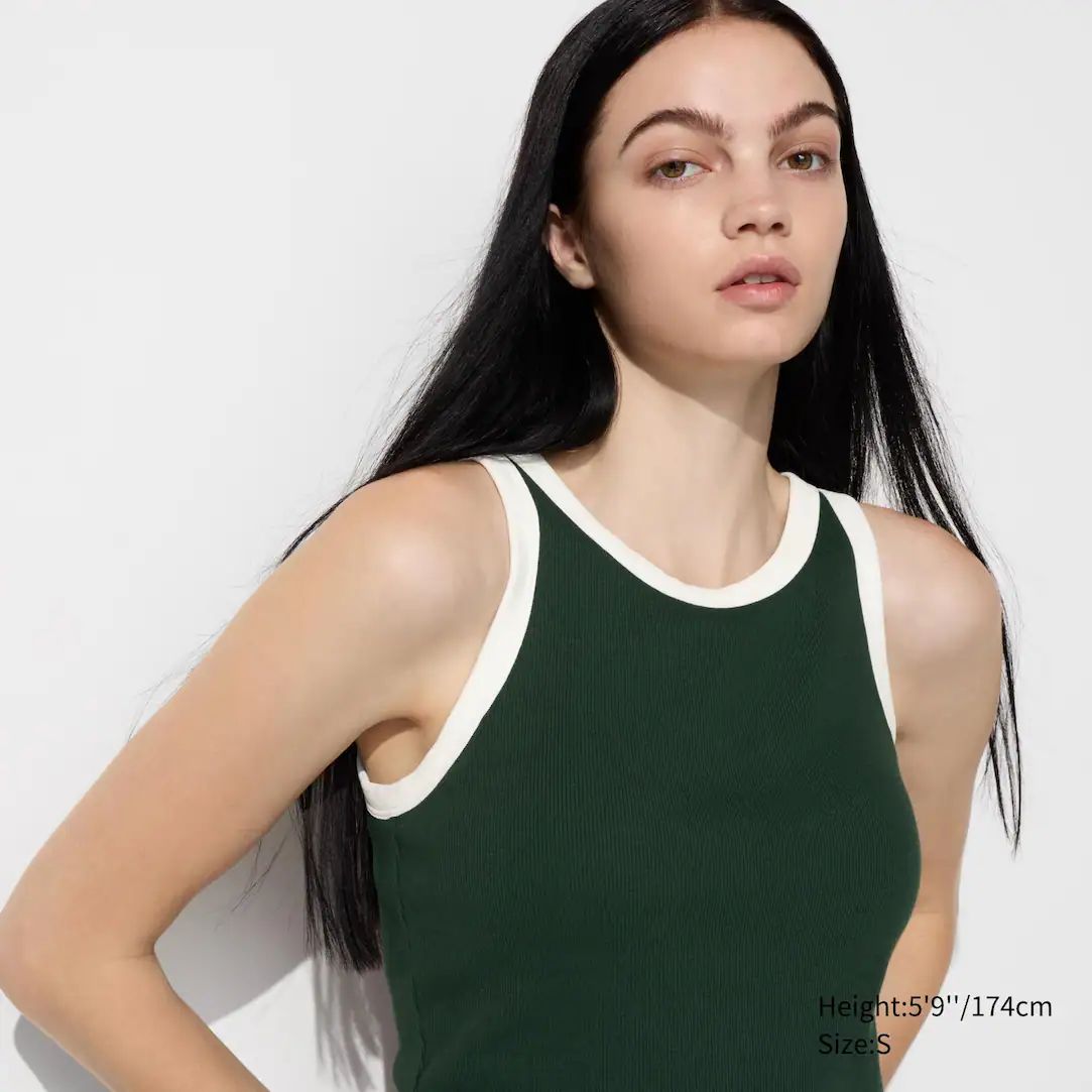 Ribbed Cropped Sleeveless Bra Top (Ringer) | UNIQLO (UK)