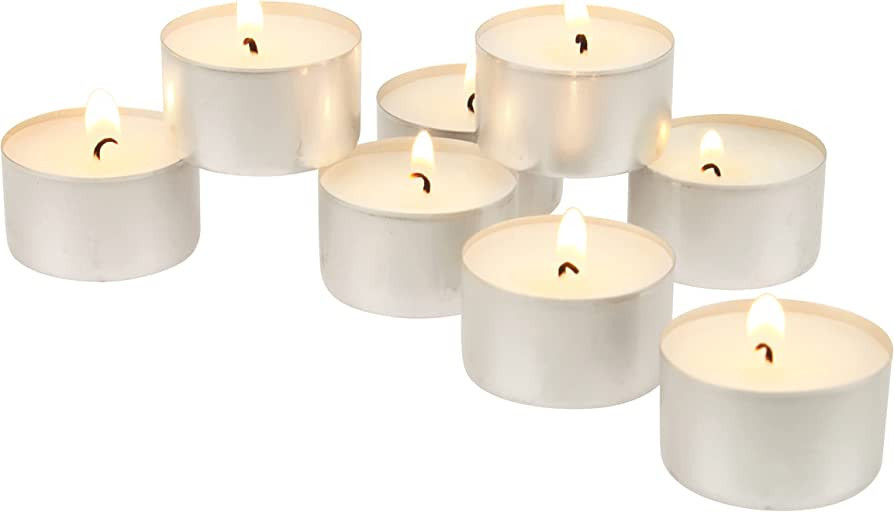 Stonebriar Bulk 50 Pack Unscented Smokeless Long Tea Light Candles with 8 Hour Extended Burn Time... | Amazon (US)