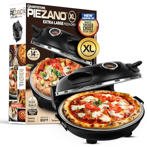 PIEZANO 14 Inch Extra Large Crispy Crust Pizza Oven – Family Sized Electric Pizza Oven Indoor Countertop Maker with Stone Heats up to 800˚F for Stone Baked Pizzeria Style at Home | Amazon (US)