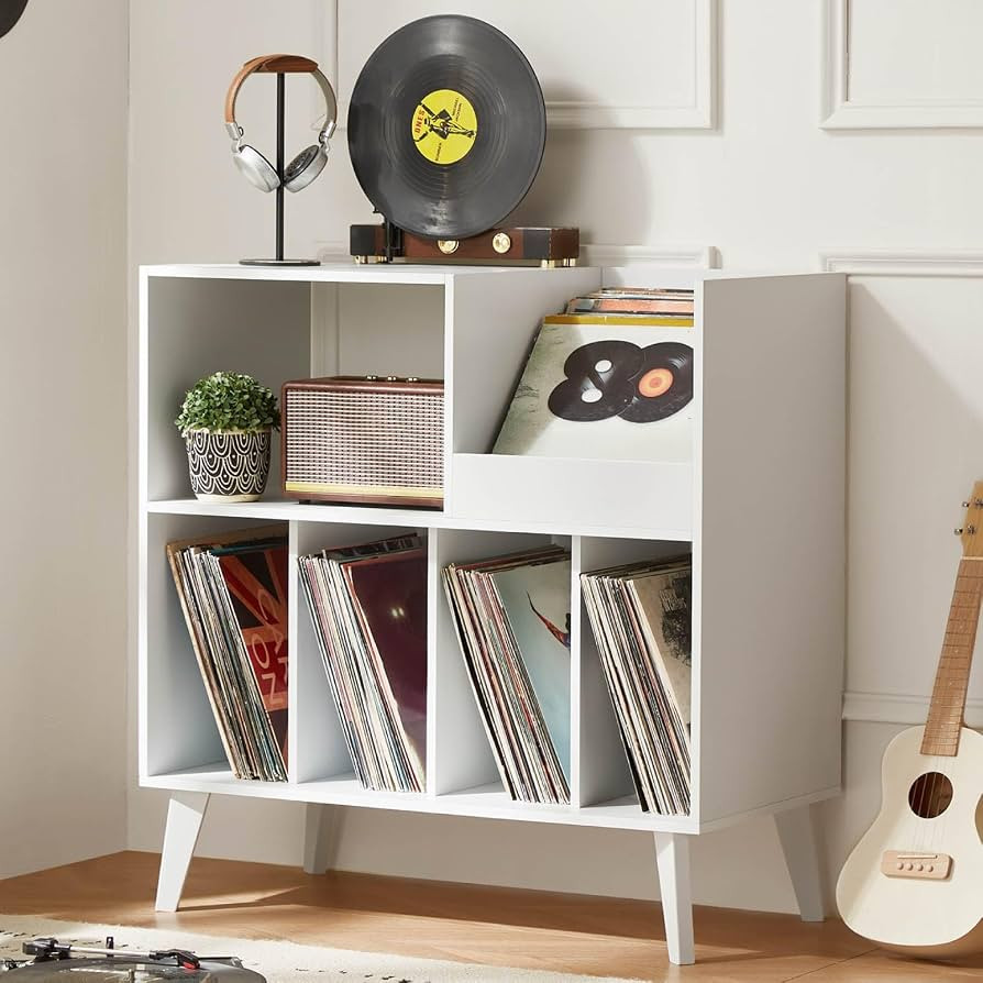 LELELINKY Large Record Player Stand, Turntable Stand with Storage, Vinyl Record Holder with Displ... | Amazon (US)