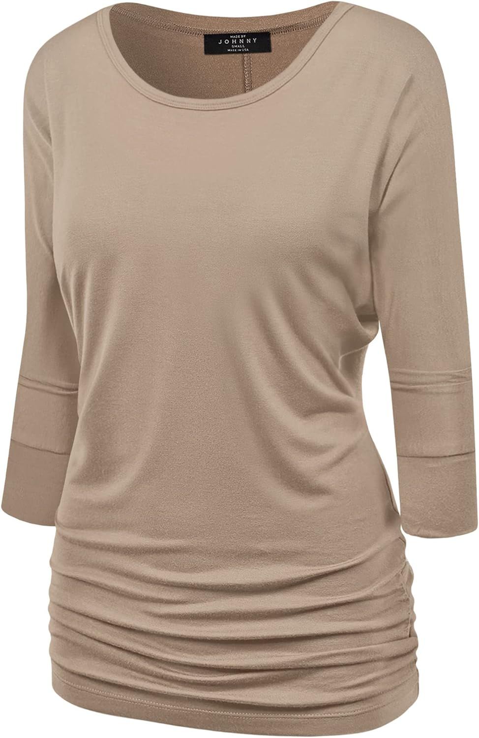 Made by Johnny Women's Boat Neck and V-Neck 3/4 Sleeve Draped Dolman Top with Side Shirring Premi... | Amazon (US)