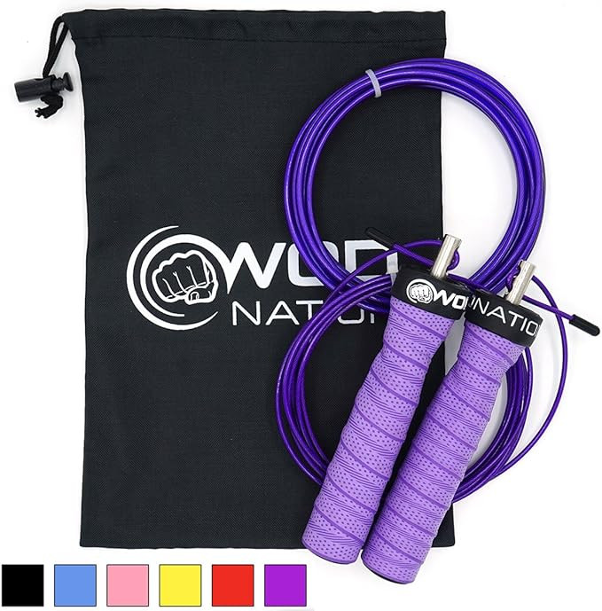 WOD Nation Attack Speed Jump Rope - Adjustable Jumping Ropes - Unique 2 Cable Skipping Workout Sy... | Amazon (US)