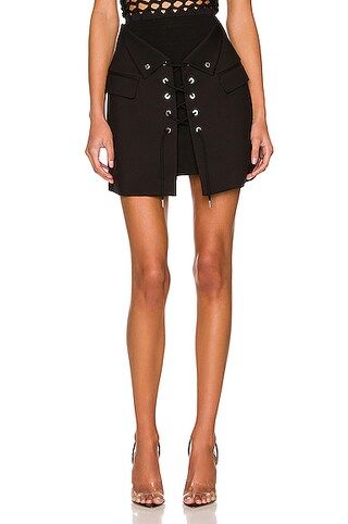 Dion Lee Laced Tailored Mini Skirt in Black | FWRD | FWRD 