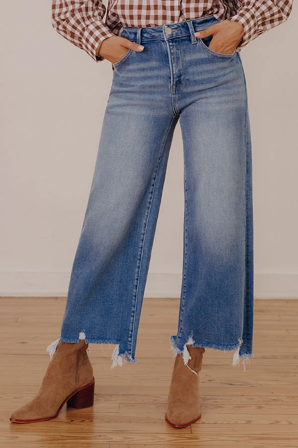 RISEN Isabelle High Waist Crop Wide Leg Jean | Impressions Online Boutique