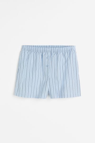 Cotton boxer-style shorts - Light blue/Striped - Ladies | H&M GB | H&M (UK, MY, IN, SG, PH, TW, HK)