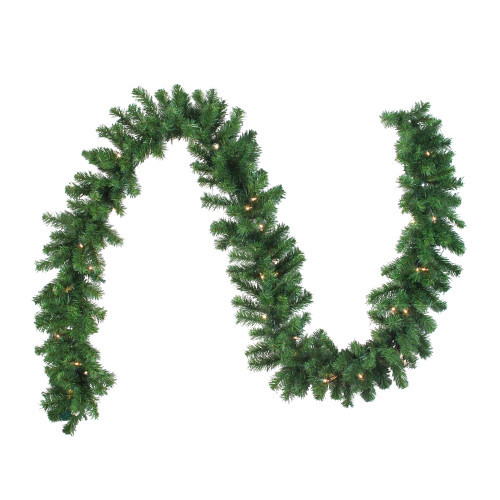Pre-Lit Oak Creek Pine Artificial Christmas Garland - 9' x 10"  - Clear Lights | Christmas Central