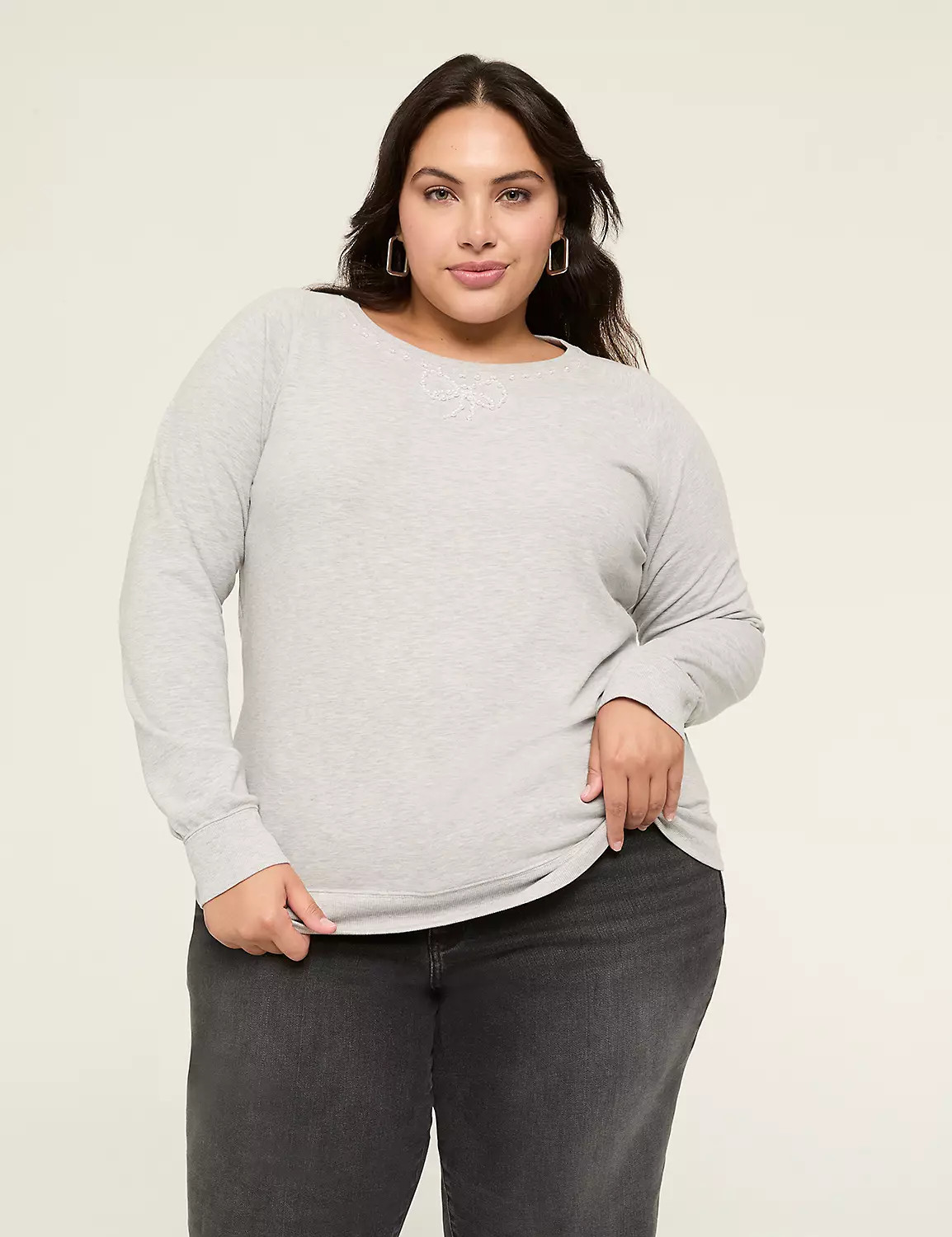 Pearlized Bow Sweatshirt | Lane Bryant (US)