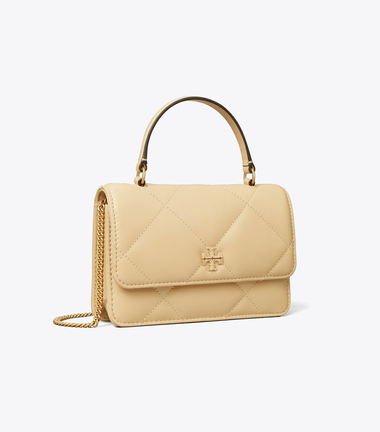 MINI KIRA DIAMOND QUILT PAVÉ LOGO TOP-HANDLE CHAIN WALLET | Tory Burch (US)