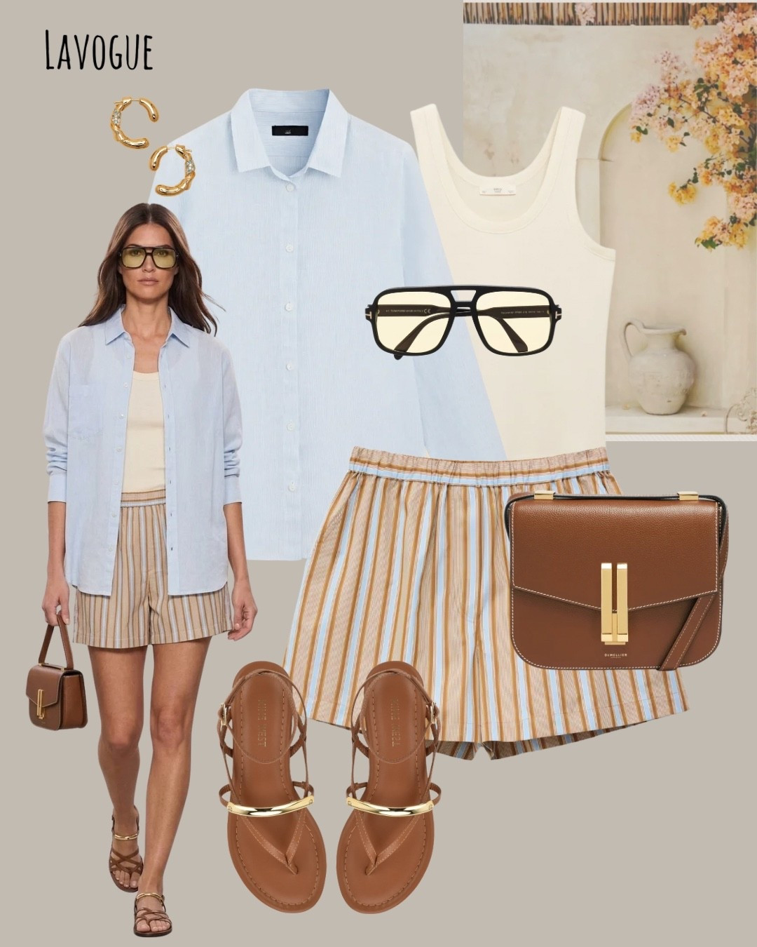 Lightweight blue linen shirt, cream tank, and striped shorts paired with a tan bag and sandals—effortless ease for sunny days. 

Shop Below 👇🏼

#LTKootd #LTKSeasonal #LTKTravel