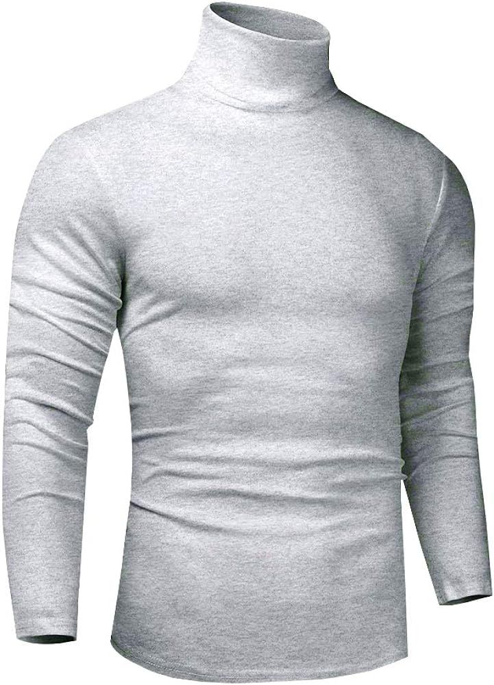 Men Slim Fit Lightweight Long Sleeve Pullover Top Turtleneck T-Shirt | Amazon (US)