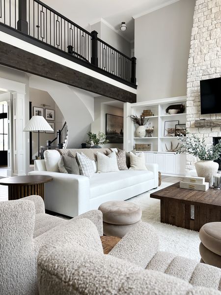 Happy Sunday. Neutral home inspo. 

Neutral home. Living room decor. Neutral home. Area rug. White couches. Accent chairs. Pillows. Pillowcases 

#LTKFind #LTKhome #LTKunder50