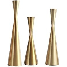 Set of 3 Brass Gold Metal Taper Candle Holders Candlestick Holders, Vintage & Modern Decorative C... | Amazon (US)