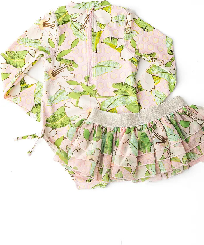 Shade Critters Kids' Hibiscus Botanical One-Piece UPF 50+ Rashguard Swimsuit with Skirt | Nordstr... | Nordstrom Rack