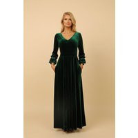 Dark Green Velvet Dress, Elegant V-Neck Evening Gown | Etsy (US)