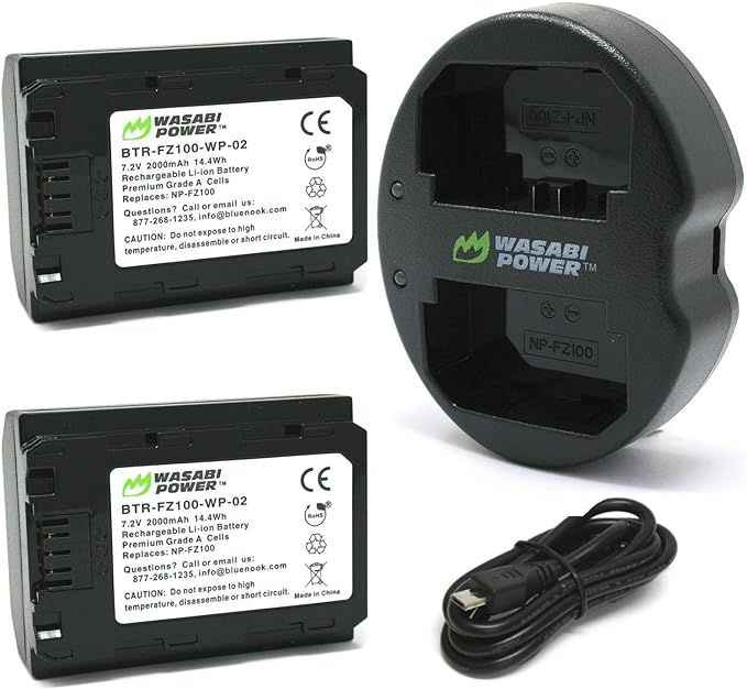Wasabi Power Battery (2-Pack) and Dual USB Charger for Sony NP-FZ100, BC-QZ1 and Sony FX3, a1, a9... | Amazon (US)