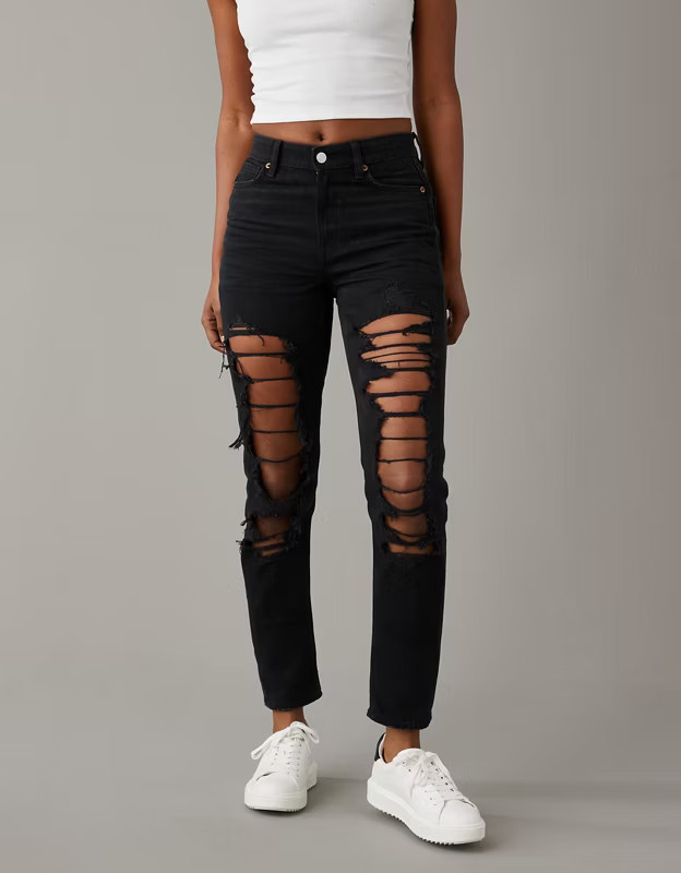 AE Strigid Ripped Mom Jean | American Eagle Outfitters (US & CA)
