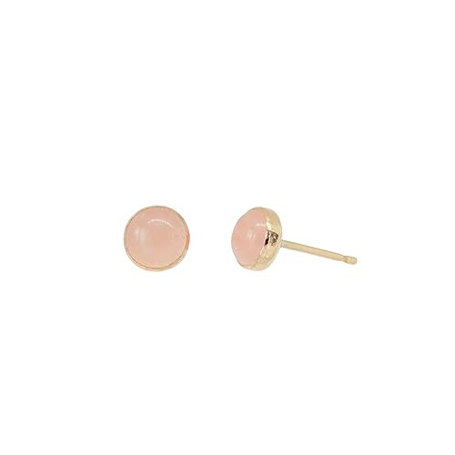 Rose Quartz Stud Earrings, Rose Quartz Earrings for Women, Gemstone Stud Earrings for Women, 5mm | Amazon (US)