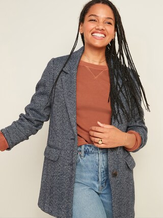 Oversized Soft-Brushed Tweed Blazer Jacket for Women | Old Navy (US)