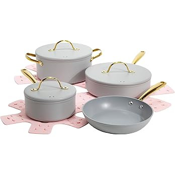 Paris Hilton Iconic Nonstick Pots and Pans Set, Multi-layer Nonstick Coating, Matching Lids With ... | Amazon (US)