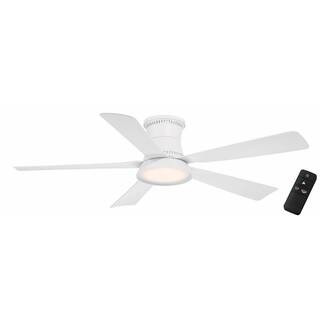 Hampton Bay Hawkspur 52 in. Indoor/Outdoor Matte White Low Profile Ceiling Fan with Adjustable Wh... | The Home Depot