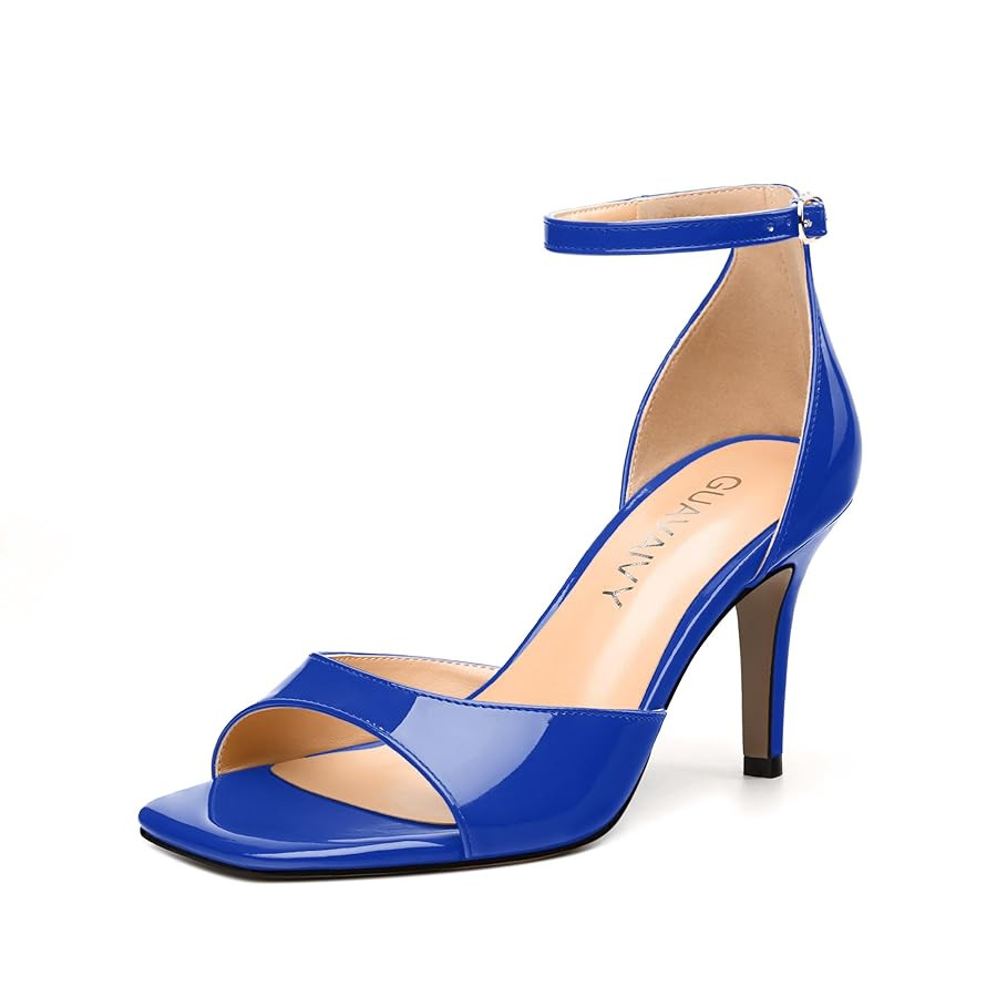 Women's Sandals High Stilettos Open Square Toe Ankle Strap Solid Fashion Dress Shoes Wedding Part... | Amazon (US)