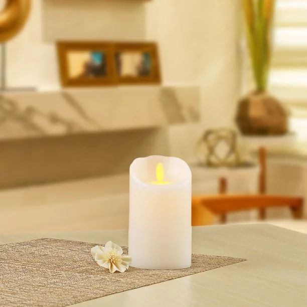 Better Homes & Gardens Flameless LED Motion Flame Pillar Candle, 3x5", White - Walmart.com | Walmart (US)