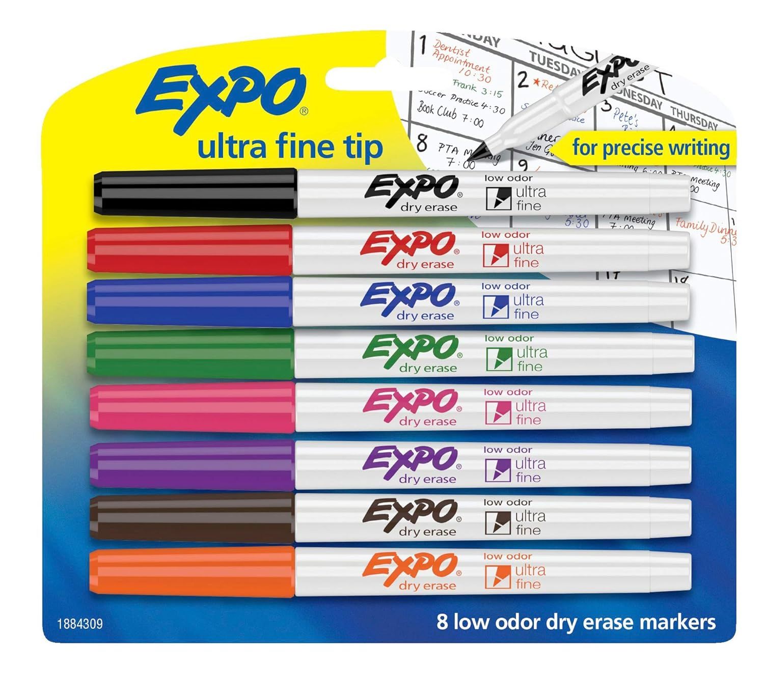 EXPO 1884309 Low-Odor Dry Erase Markers, Ultra Fine Tip, Assorted Colors, 8-Count | Amazon (US)