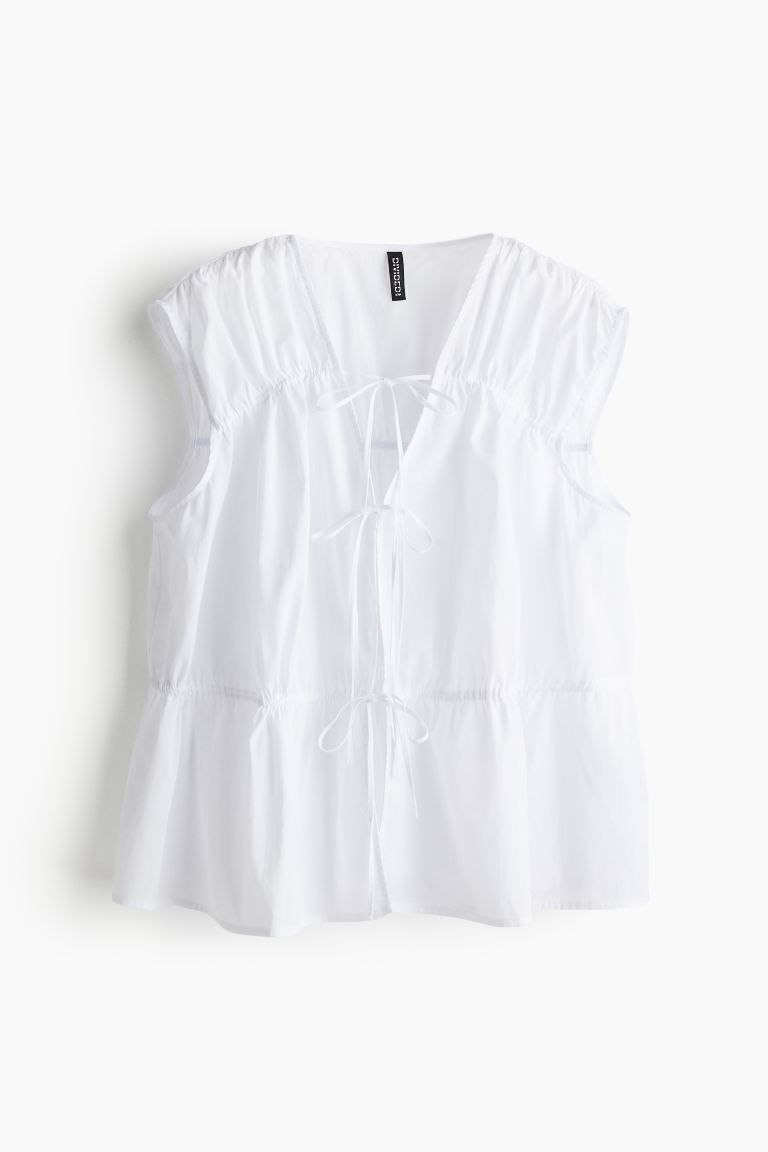 Tie-detail Cotton Blouse | H&M (US + CA)
